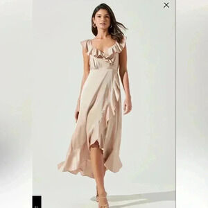 ASTR the Label Wilshire Ruffle Open Back Midi Dress Sz XL